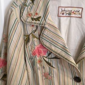 Johnny Was incredible embroidered striped blazer